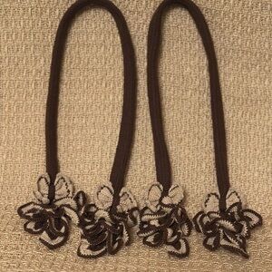 Elegant Brown and Cream Crochet Bag Handle Cover for LV Neverful